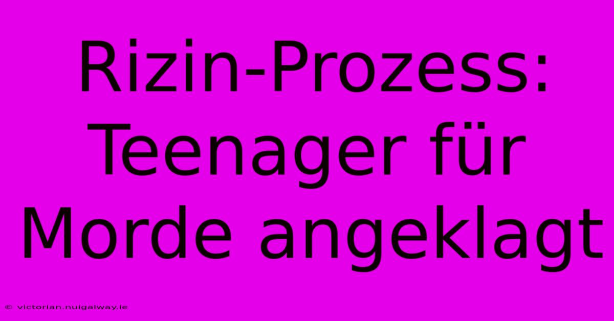 Rizin-Prozess: Teenager Für Morde Angeklagt