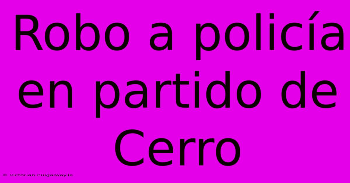 Robo A Policía En Partido De Cerro