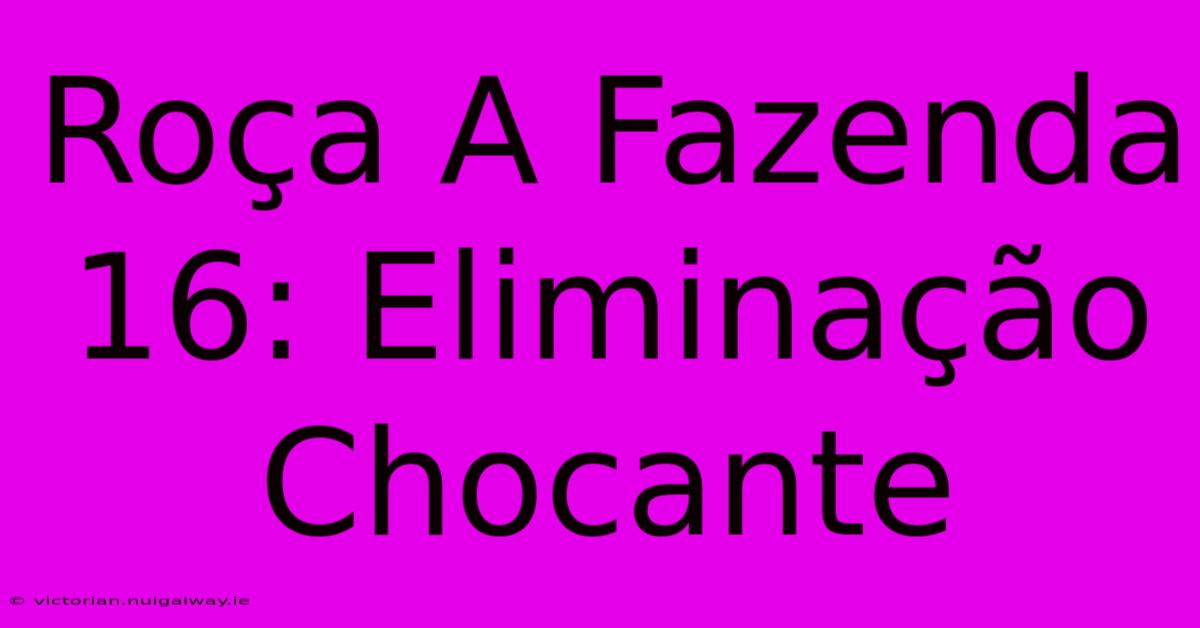 Roça A Fazenda 16: Eliminação Chocante