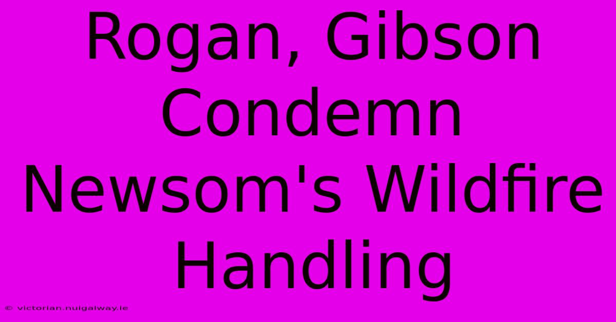 Rogan, Gibson Condemn Newsom's Wildfire Handling