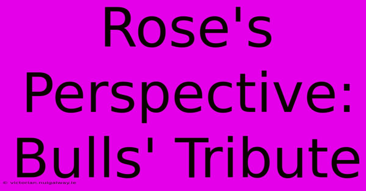 Rose's Perspective: Bulls' Tribute