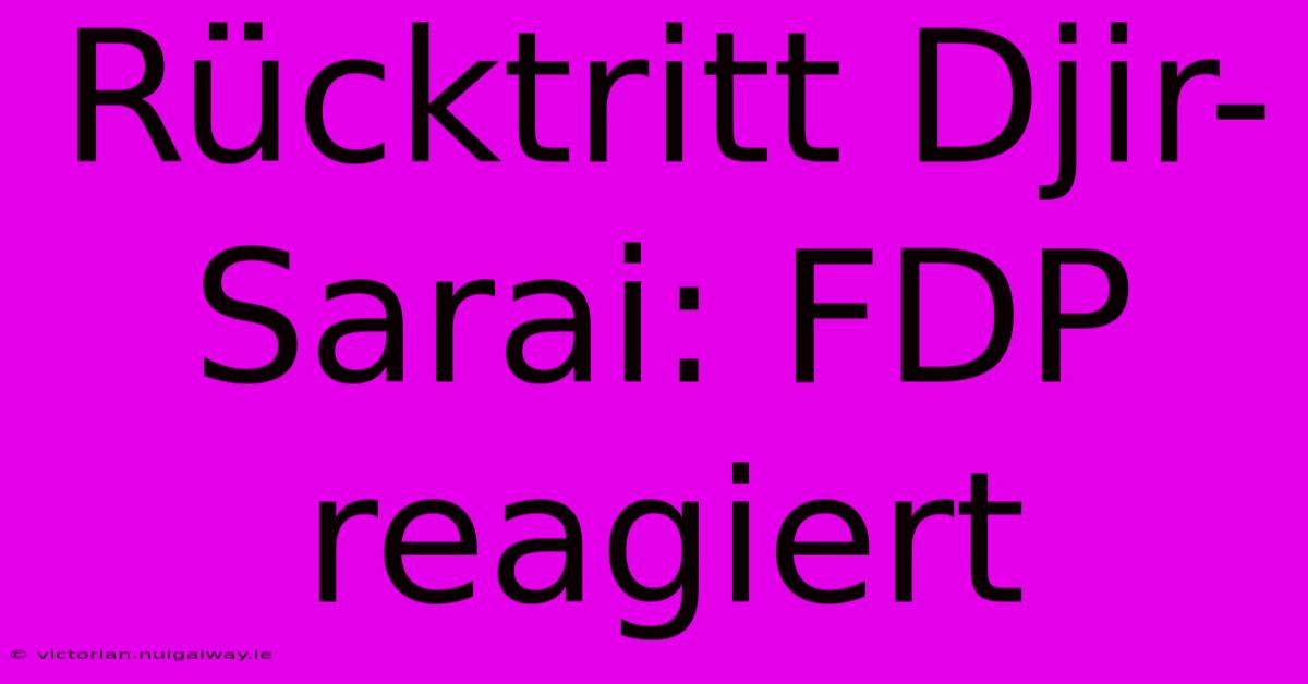 Rücktritt Djir-Sarai: FDP Reagiert