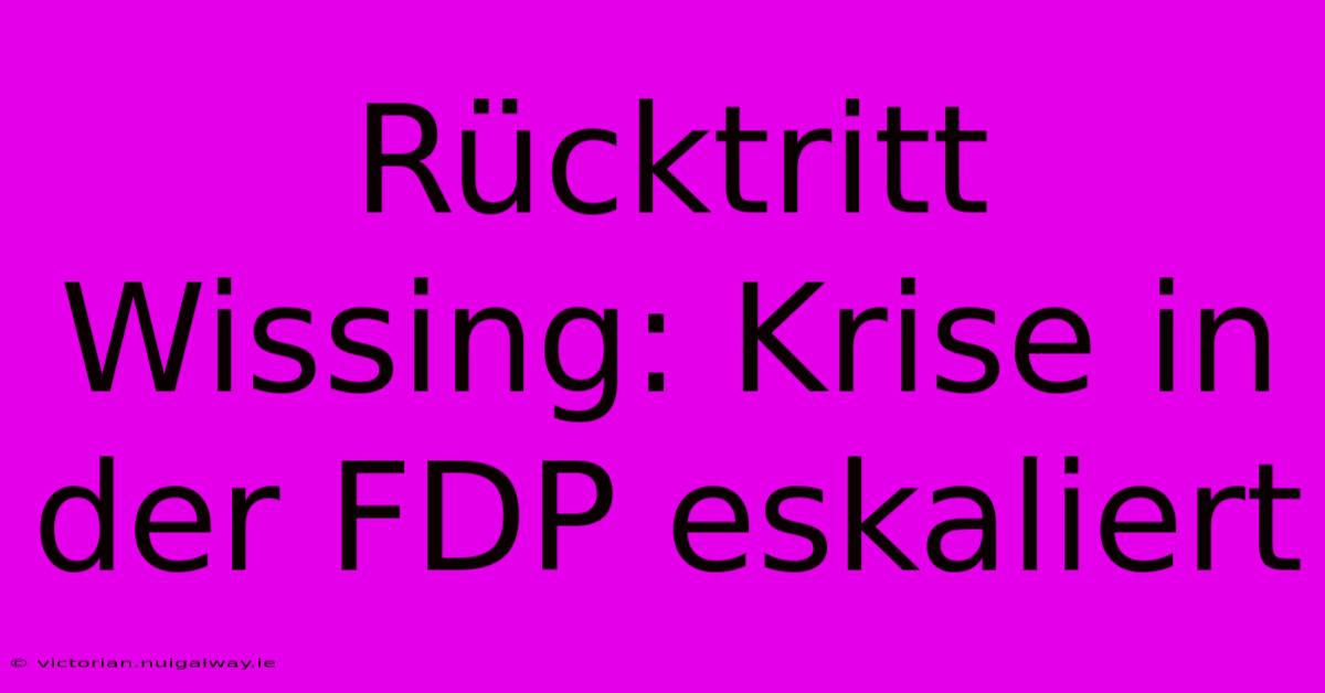 Rücktritt Wissing: Krise In Der FDP Eskaliert