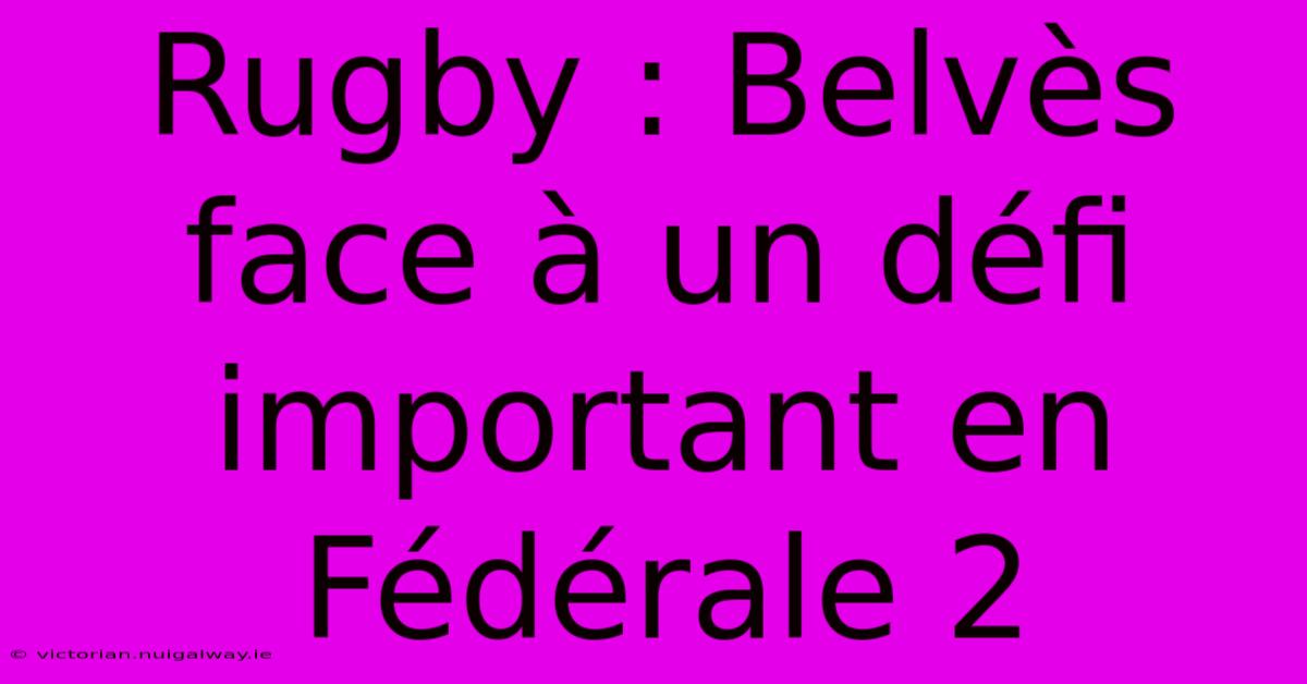 Rugby : Belvès Face À Un Défi Important En Fédérale 2