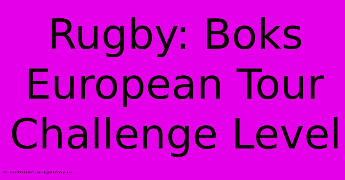 Rugby: Boks European Tour Challenge Level