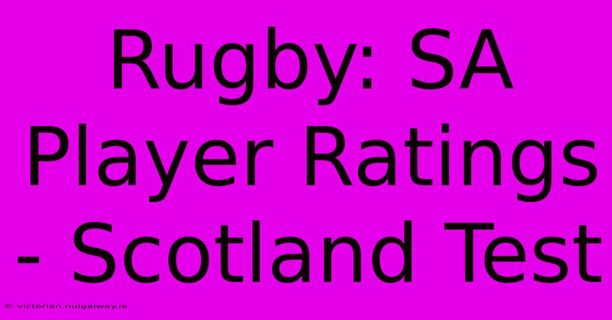 Rugby: SA Player Ratings - Scotland Test 