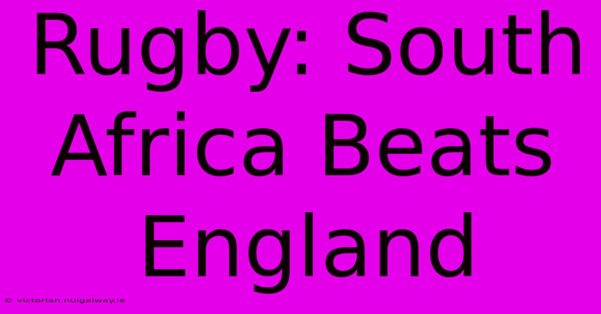 Rugby: South Africa Beats England