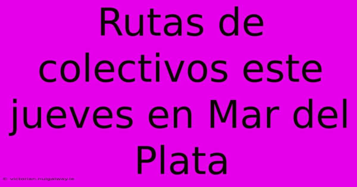 Rutas De Colectivos Este Jueves En Mar Del Plata 