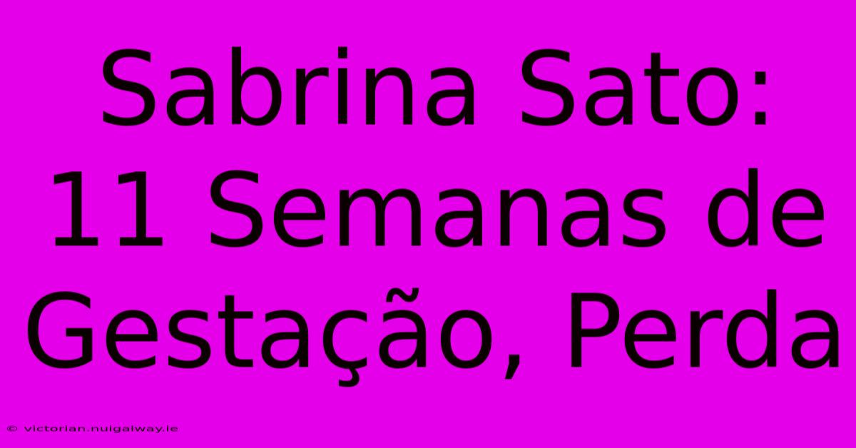 Sabrina Sato: 11 Semanas De Gestação, Perda