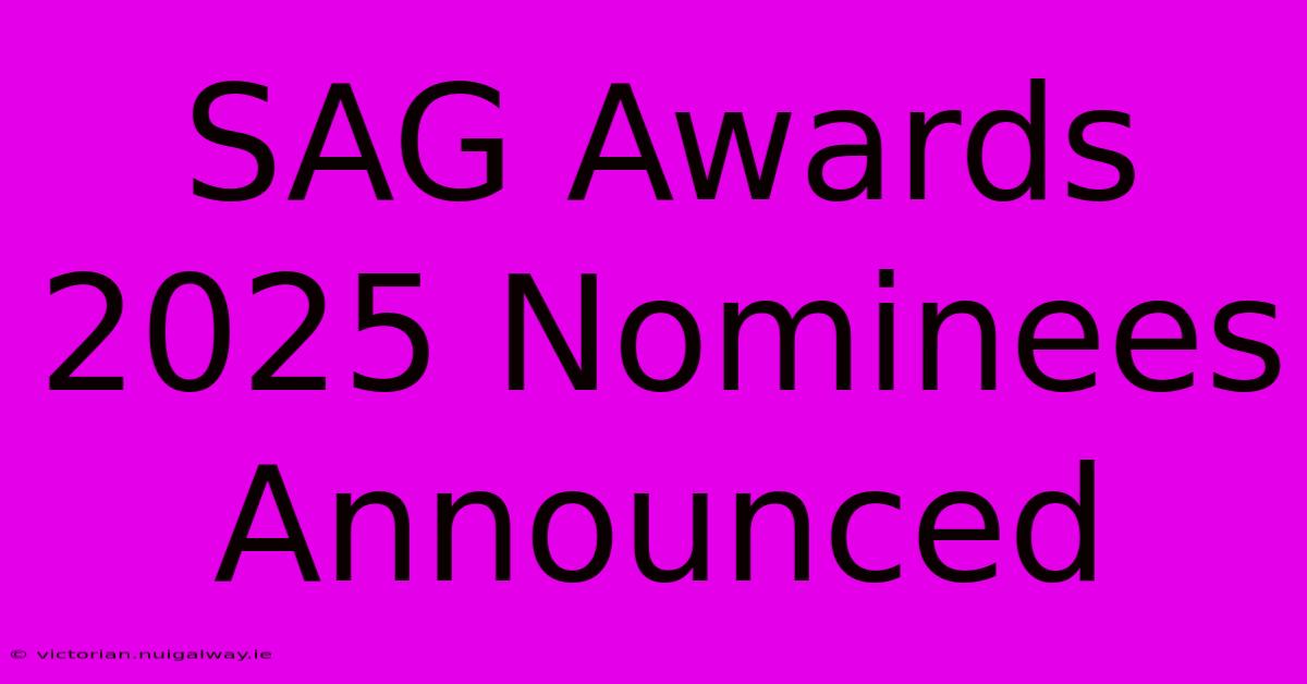 SAG Awards 2025 Nominees Announced