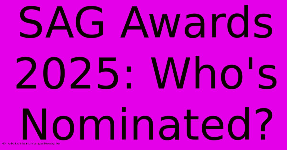 SAG Awards 2025: Who's Nominated?