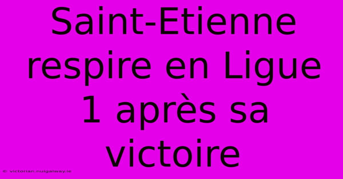Saint-Etienne Respire En Ligue 1 Après Sa Victoire 