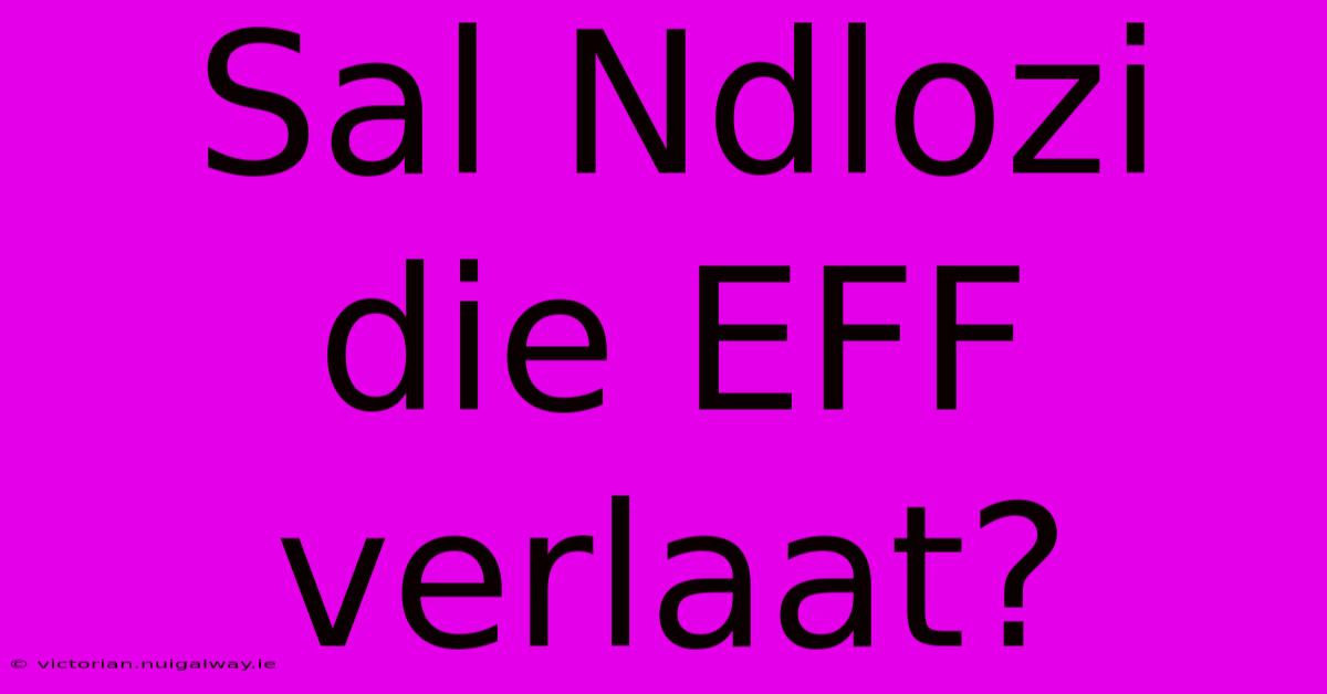 Sal Ndlozi Die EFF Verlaat?