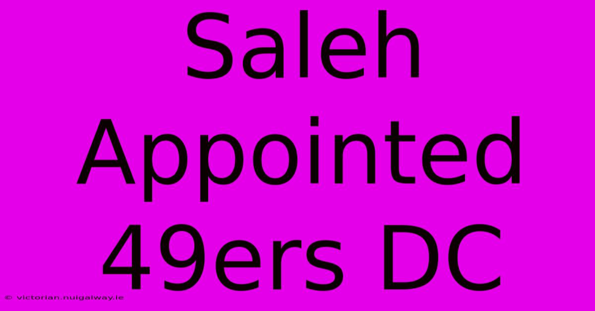 Saleh Appointed 49ers DC