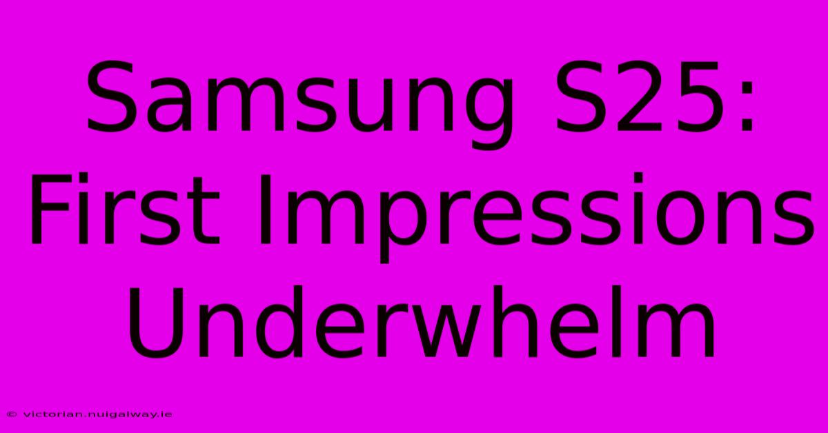 Samsung S25: First Impressions Underwhelm