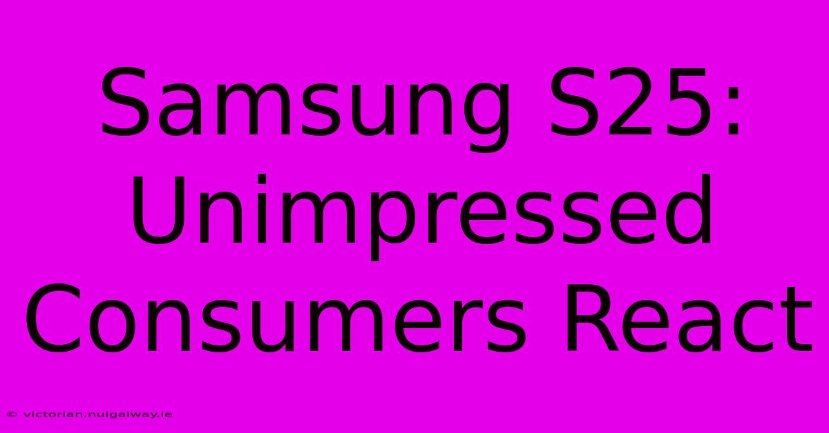 Samsung S25: Unimpressed Consumers React