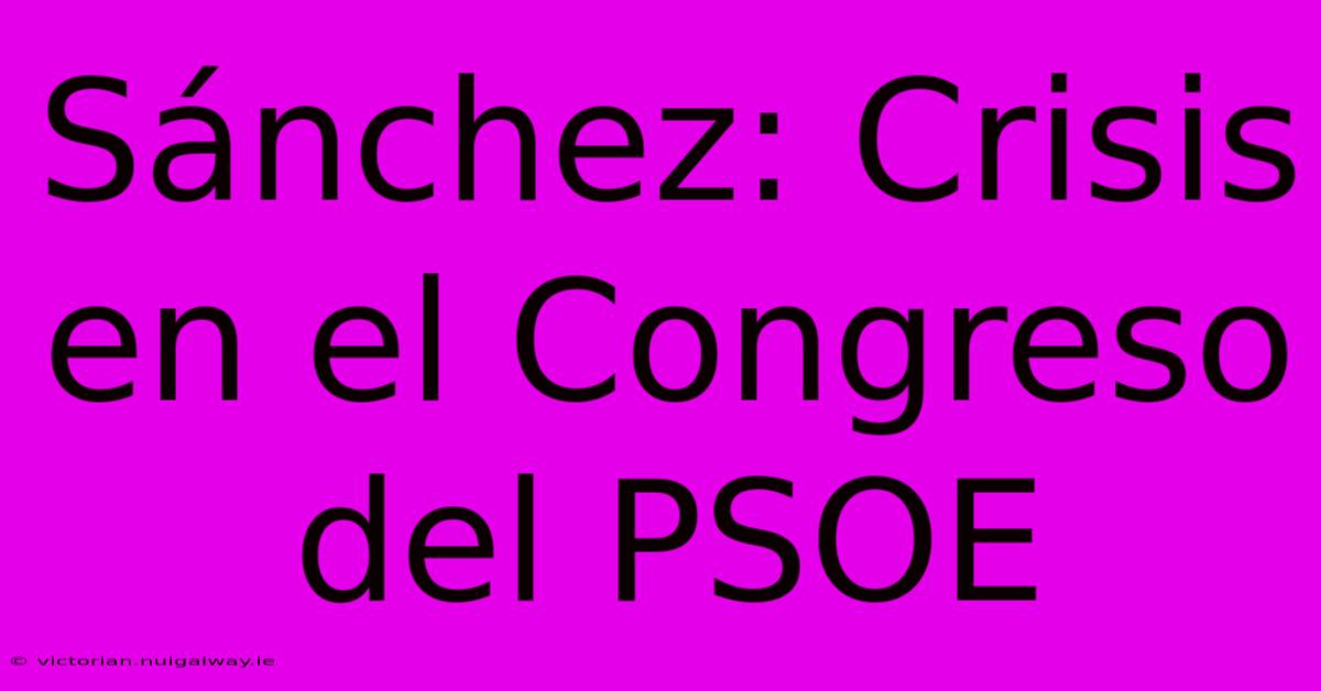 Sánchez: Crisis En El Congreso Del PSOE