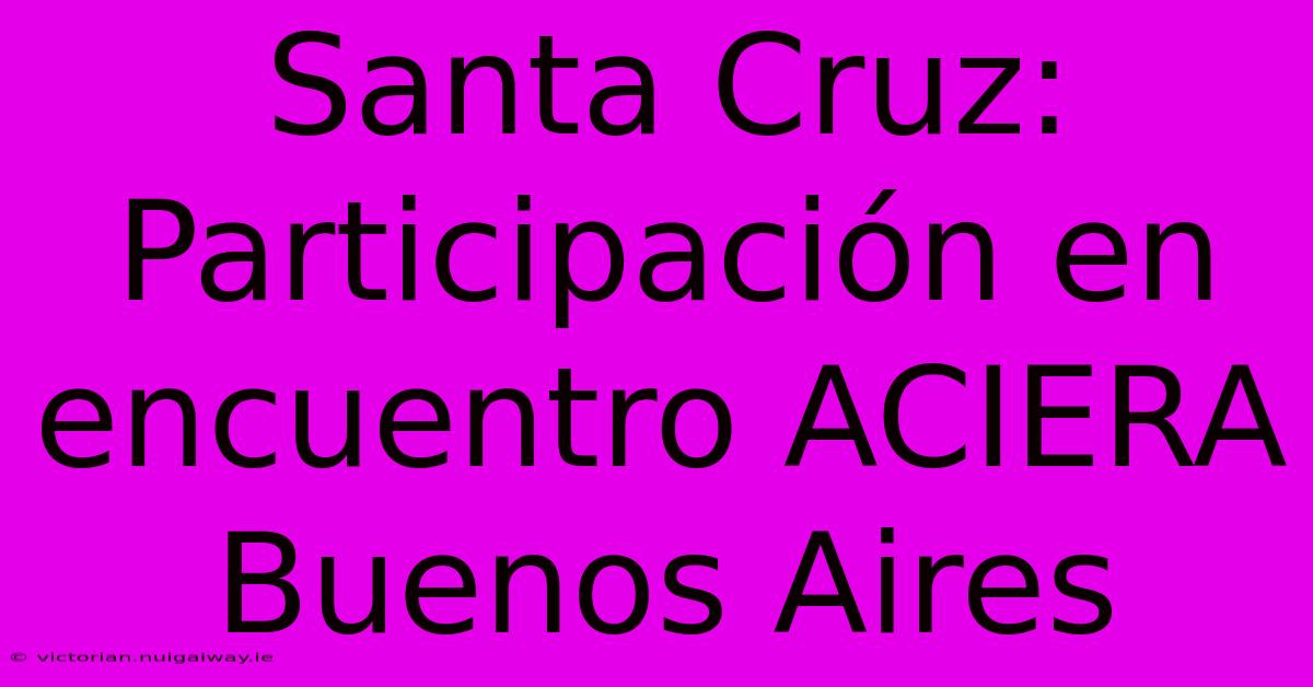 Santa Cruz: Participación En Encuentro ACIERA Buenos Aires 