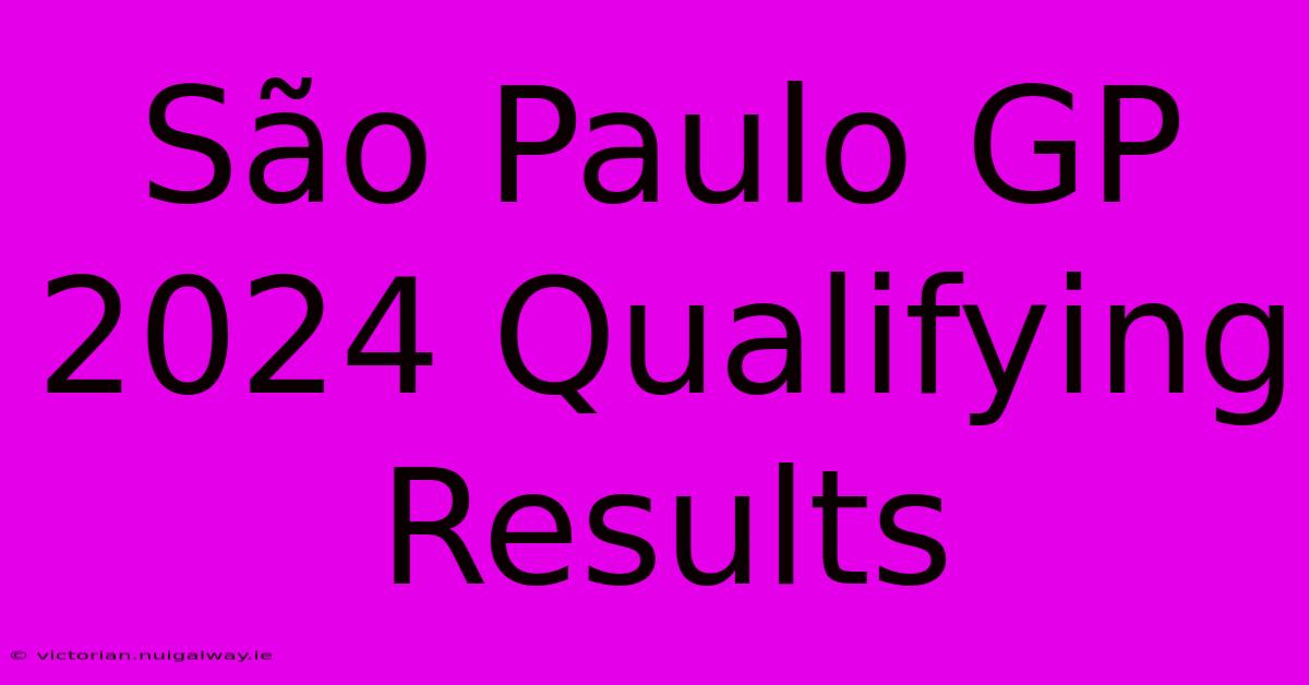 São Paulo GP 2024 Qualifying Results