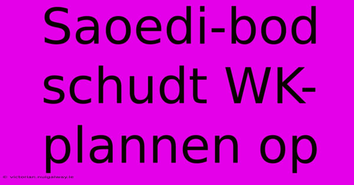 Saoedi-bod Schudt WK-plannen Op