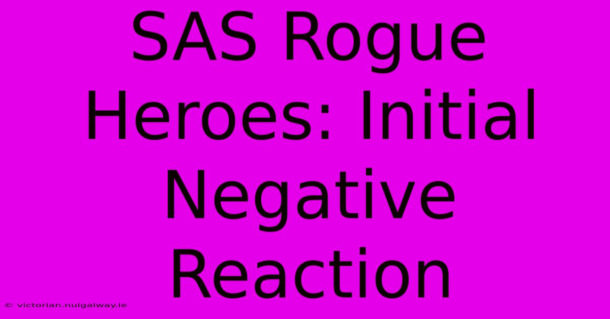 SAS Rogue Heroes: Initial Negative Reaction