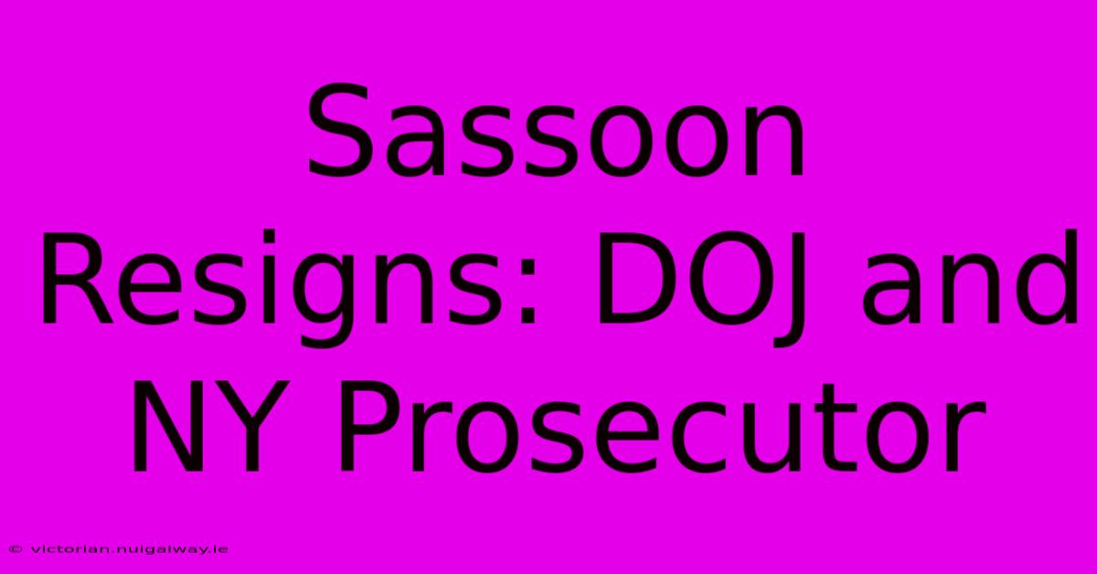 Sassoon Resigns: DOJ And NY Prosecutor