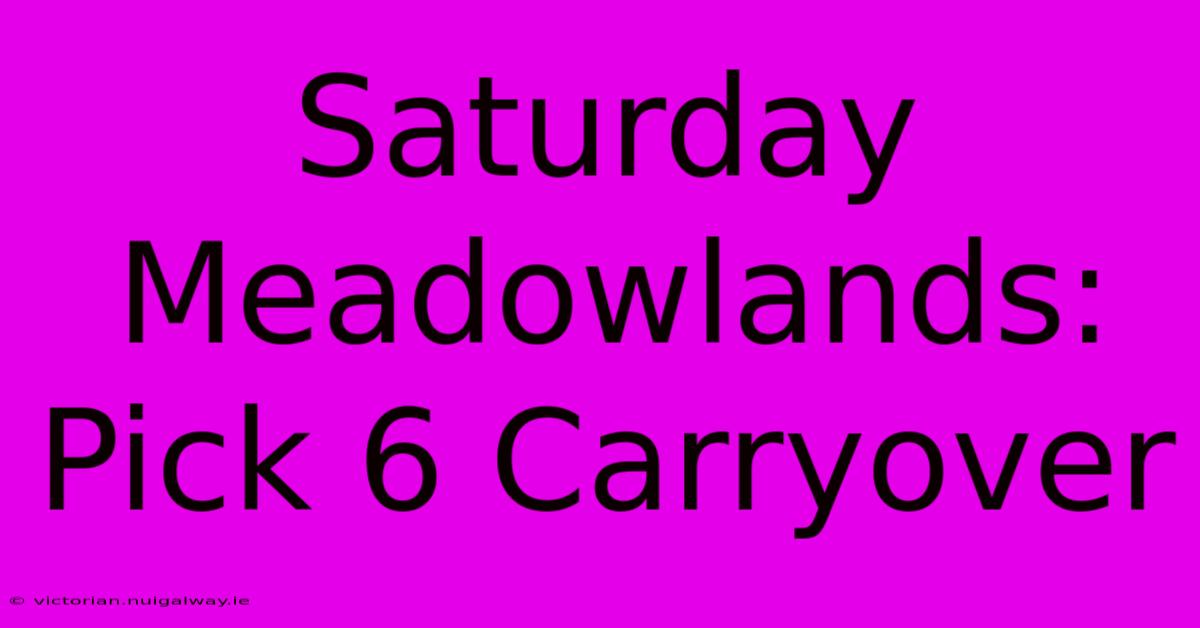 Saturday Meadowlands: Pick 6 Carryover