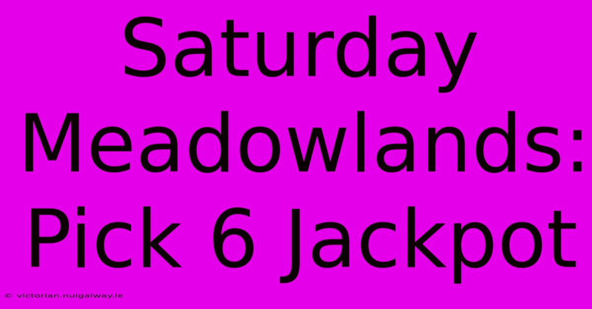 Saturday Meadowlands: Pick 6 Jackpot