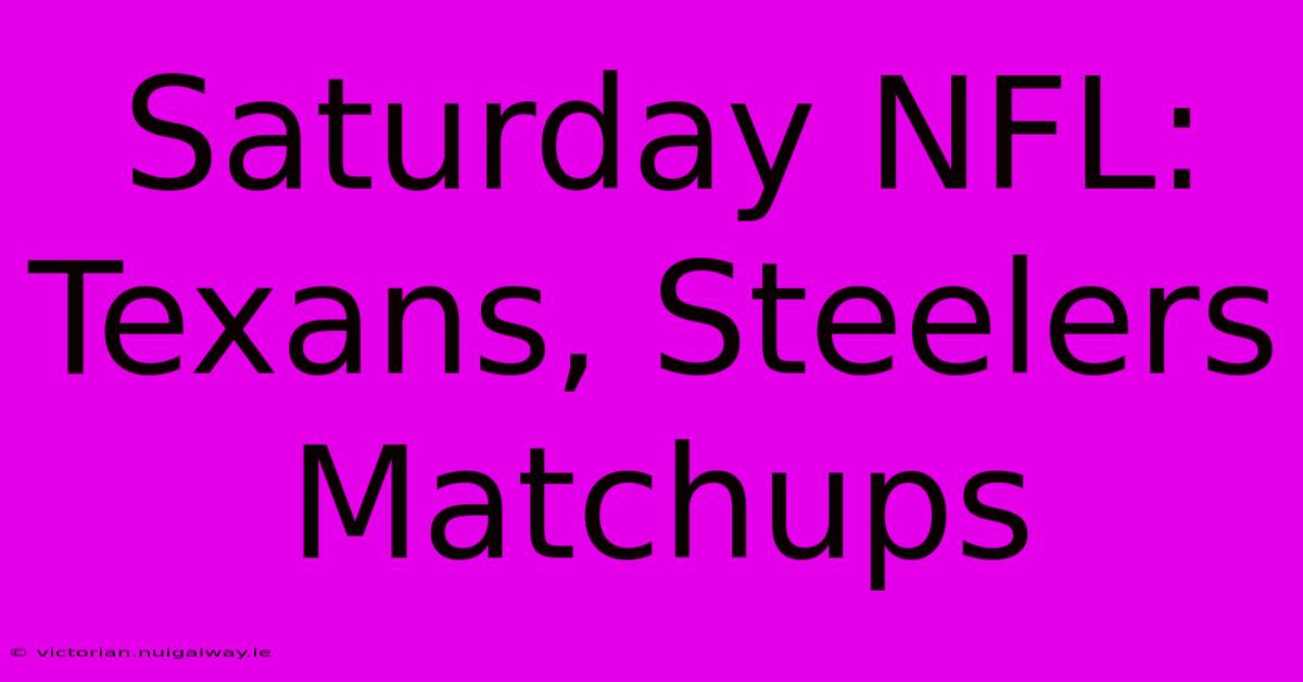 Saturday NFL:  Texans, Steelers Matchups