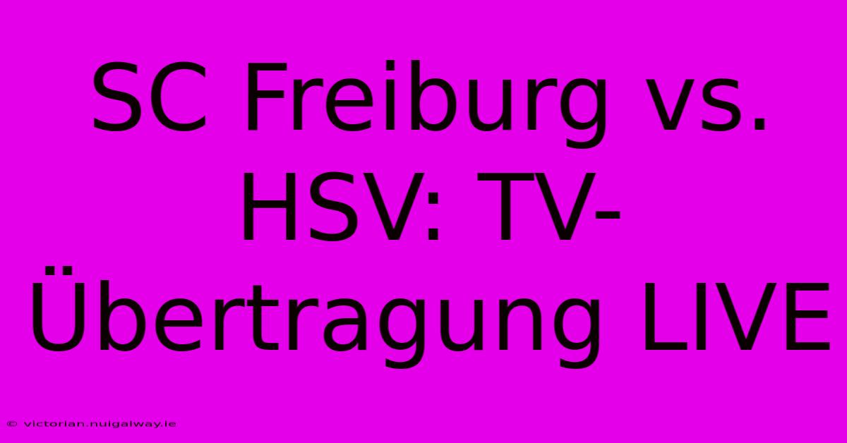 SC Freiburg Vs. HSV: TV-Übertragung LIVE