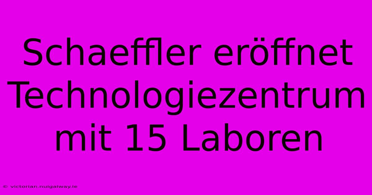 Schaeffler Eröffnet Technologiezentrum Mit 15 Laboren