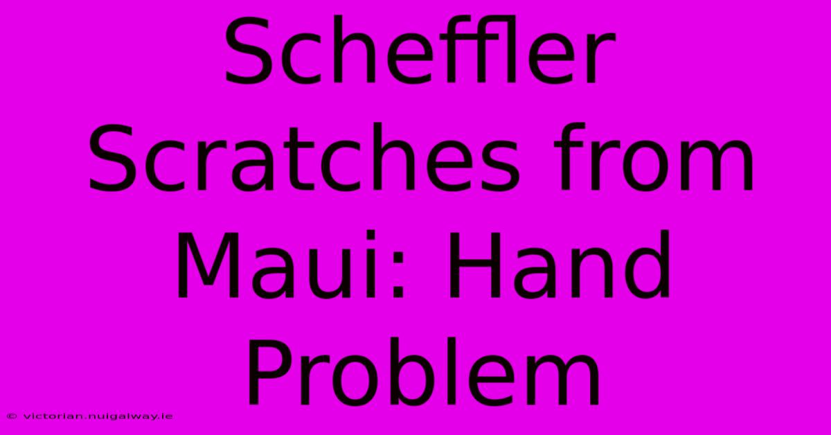 Scheffler Scratches From Maui: Hand Problem