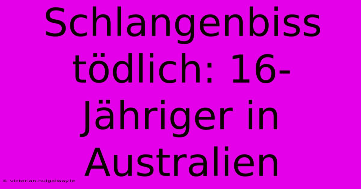 Schlangenbiss Tödlich: 16-Jähriger In Australien