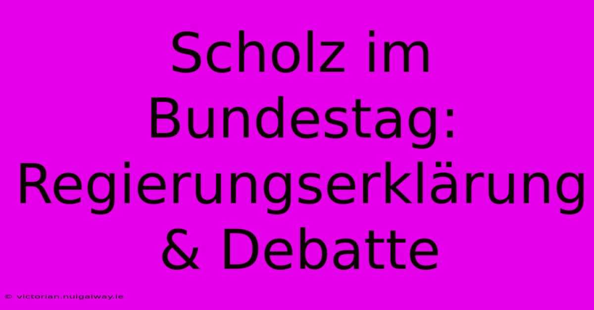 Scholz Im Bundestag: Regierungserklärung & Debatte