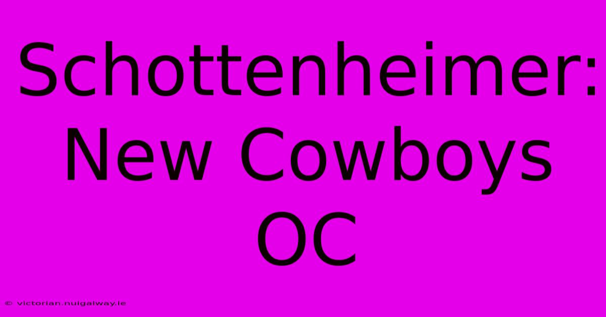 Schottenheimer: New Cowboys OC