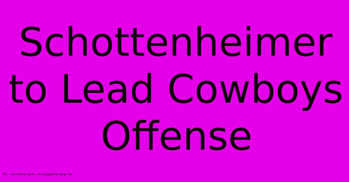 Schottenheimer To Lead Cowboys Offense