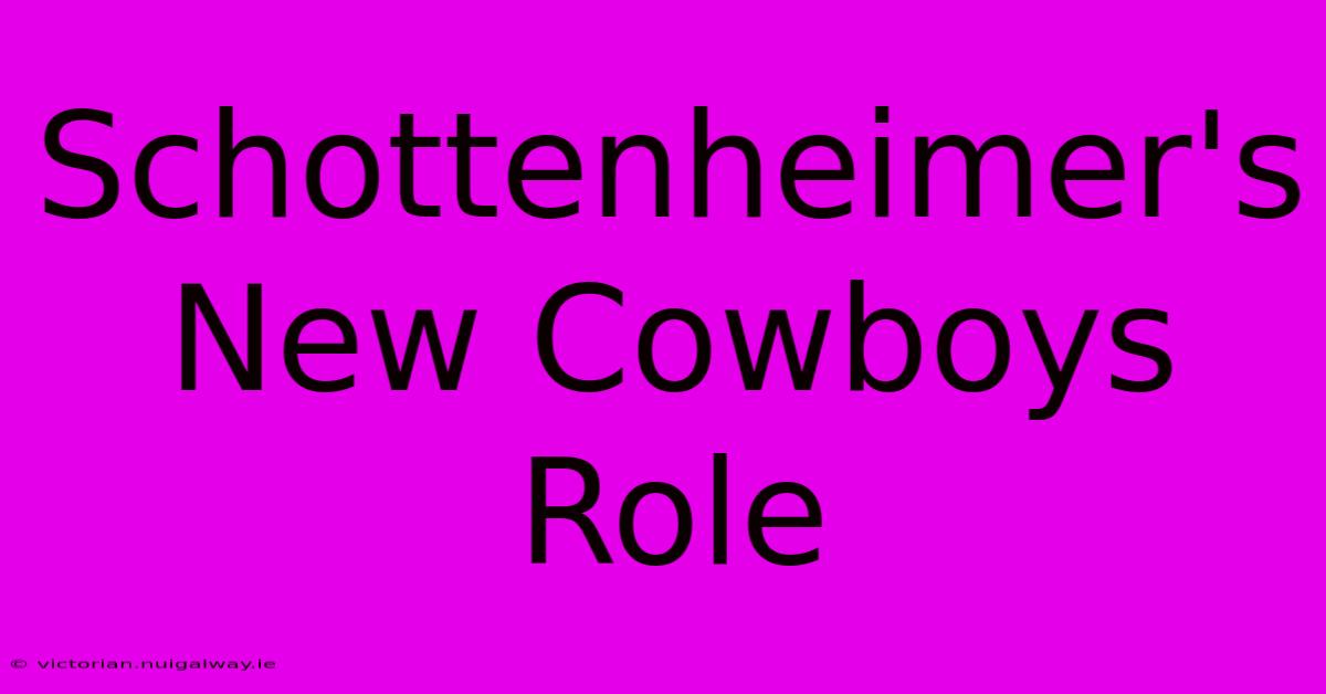 Schottenheimer's New Cowboys Role