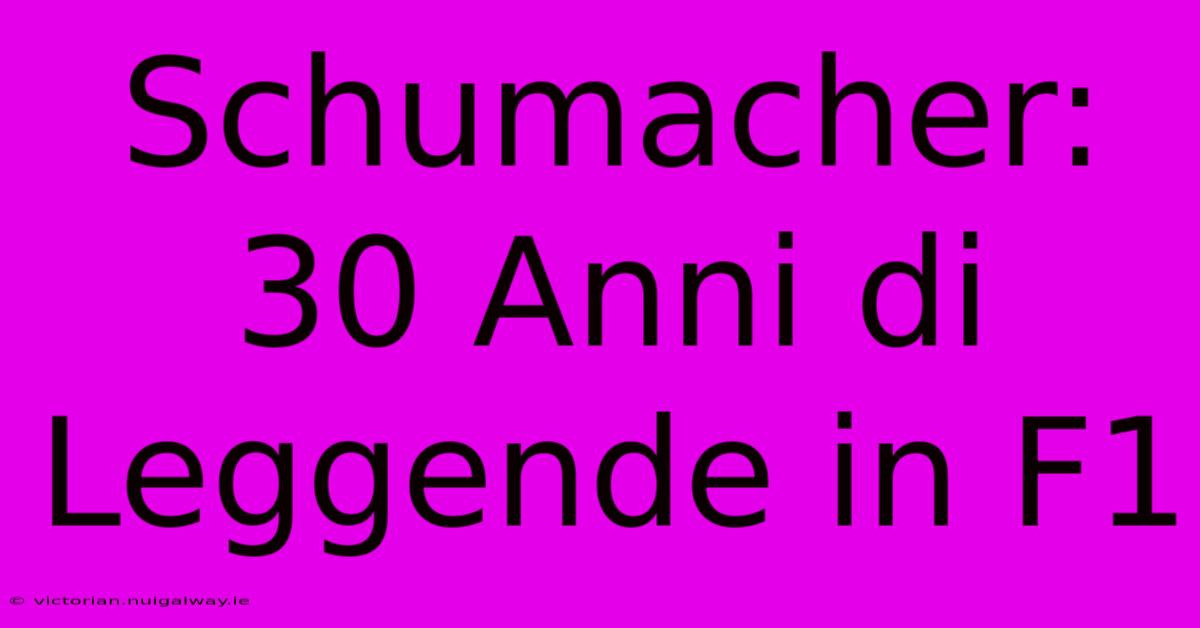 Schumacher: 30 Anni Di Leggende In F1 