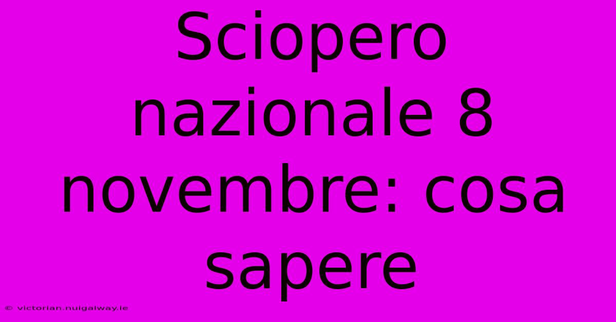 Sciopero Nazionale 8 Novembre: Cosa Sapere