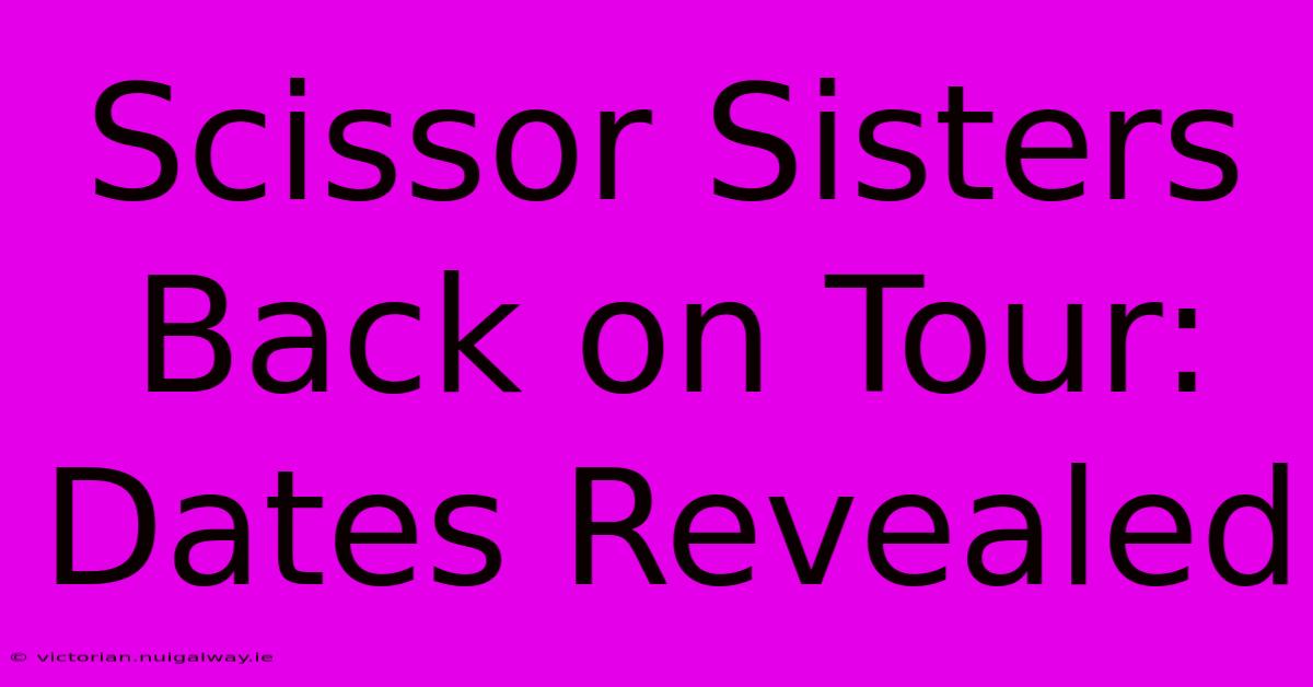 Scissor Sisters Back On Tour: Dates Revealed 