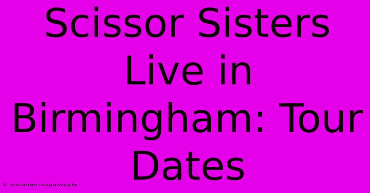 Scissor Sisters Live In Birmingham: Tour Dates