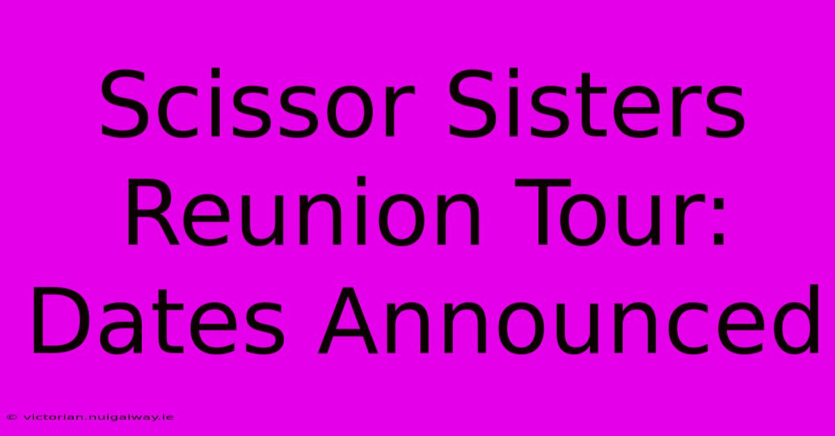 Scissor Sisters Reunion Tour: Dates Announced