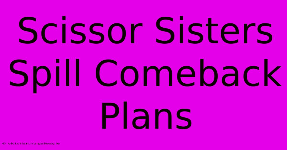 Scissor Sisters Spill Comeback Plans