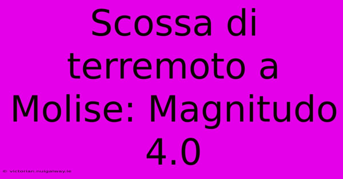 Scossa Di Terremoto A Molise: Magnitudo 4.0