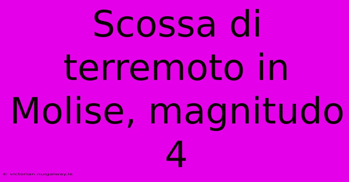 Scossa Di Terremoto In Molise, Magnitudo 4