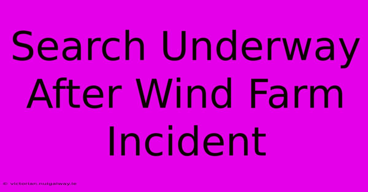 Search Underway After Wind Farm Incident