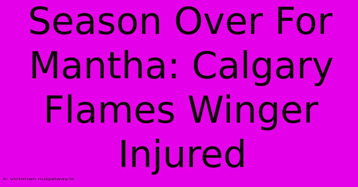 Season Over For Mantha: Calgary Flames Winger Injured 