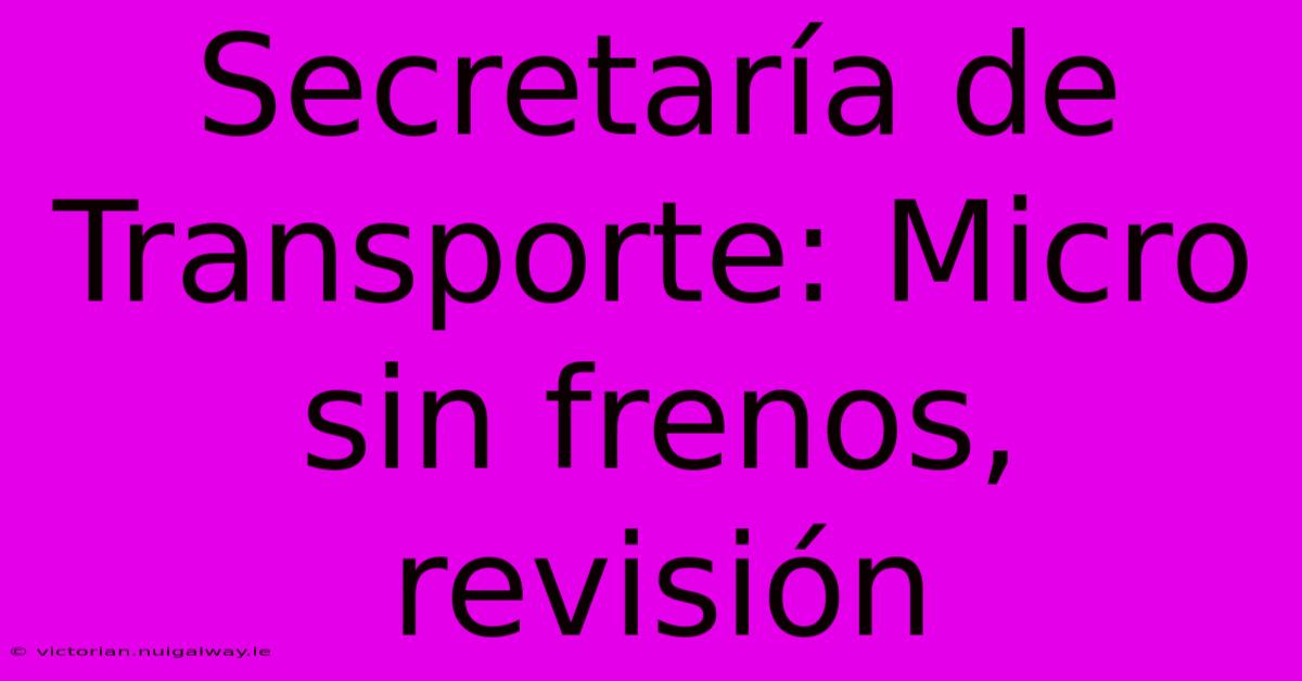 Secretaría De Transporte: Micro Sin Frenos, Revisión