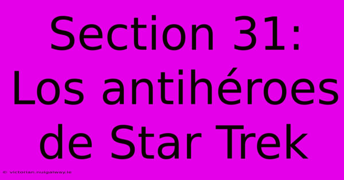 Section 31: Los Antihéroes De Star Trek