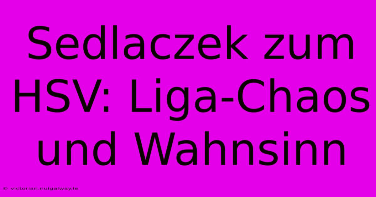 Sedlaczek Zum HSV: Liga-Chaos Und Wahnsinn